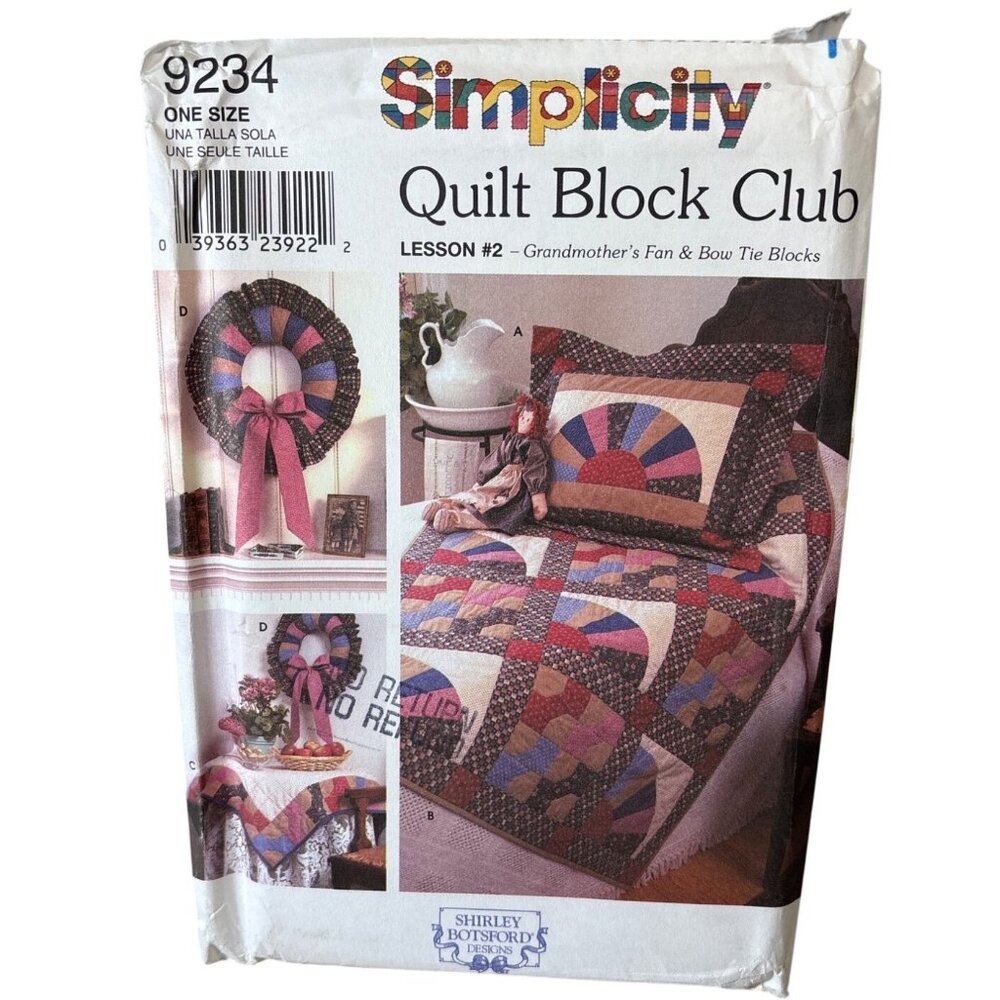 Simplicity Quilt Block Club 9234 Grandmothers Fan & Bow Tie Blocks Patterns Uncu
